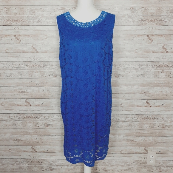 Wallis Dresses & Skirts - Wallis Floral Lace Dress 18 Beaded Sleeveless 114